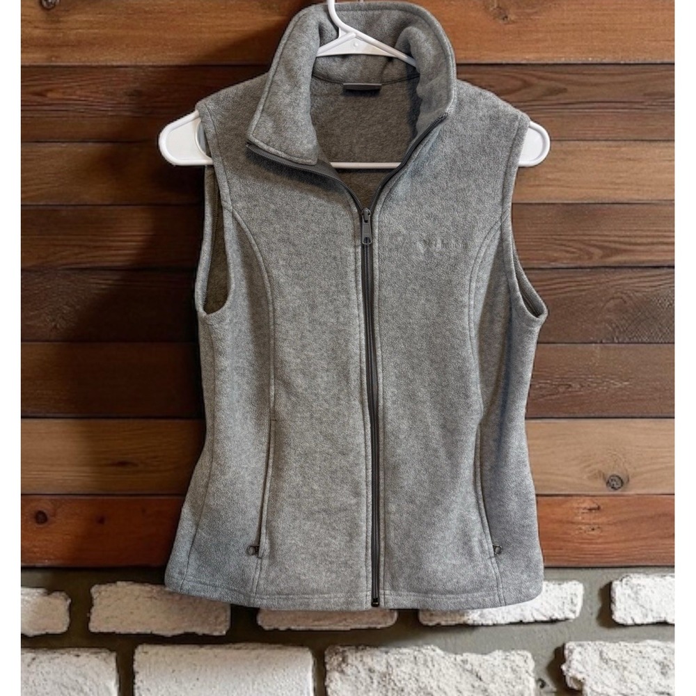 Columbia 🔥Fleece‎ 🤑Full Zip Vest Women Size M Gray Sleeveless Zippered Pockets